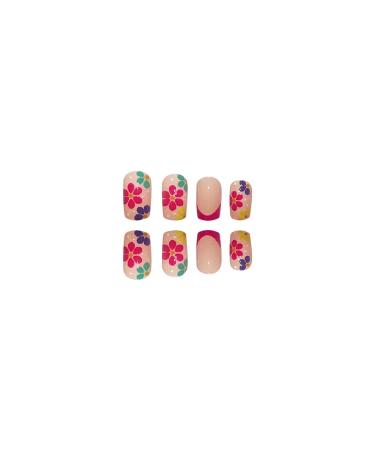 VOTACOS Short Square Nude Daisy False Press On Nails - Glossy Stick On Nails for Women - Buy Online on GoSupps.com