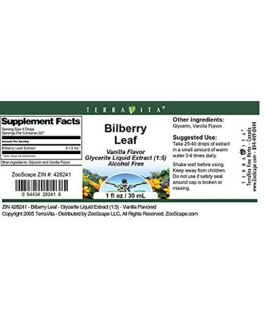 Bilberry Leaf - Glycerite Liquid Extract (1:5) - Vanilla Flavored (1 fl oz ZIN: 428241) - 2 Pack - Buy Online on GoSupps.com