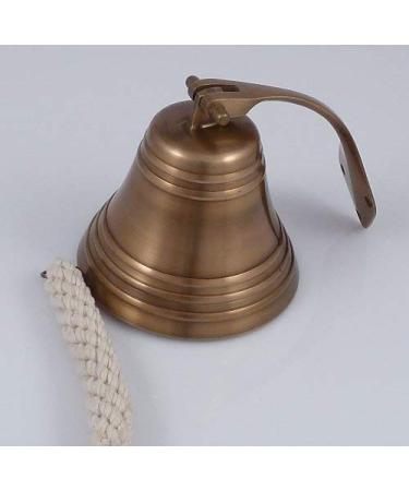 Nagina International, Ships Pub Wall Bell, Antique Brass, Diameter 12.5 cm, with Bracket, Bell and Braided Dome Bndsel Full Sweet Sound