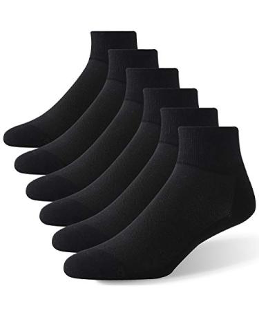 Forcool Non Binding Loose Top Seamless Ankle Low Cut Cotton Diabetic Socks for Men and Women  M/L/XL  3/6 Pairs 6 Black Medium