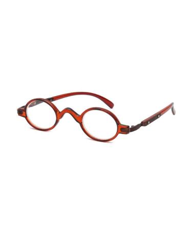 GEMSeven Vintage Small Round Frame Reading Glasses Coffee +2.5