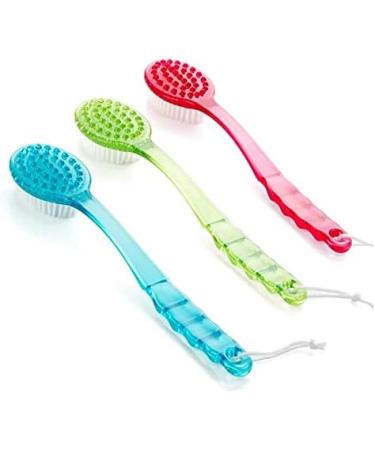 Pink Bath Brush Back Body Sponge Scrubber with Handle | Exfoliating Skin Massager for Shower | Bathroom Exfoliation Scrub - Buy Online on GoSupps.com