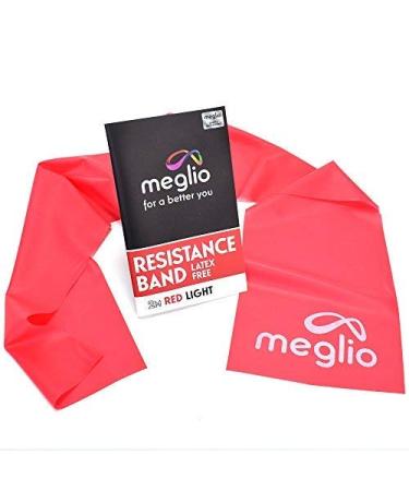 Meglio Resistance Bands Latex Free - Exercise Bands for Physiotherapy Strength Training & Fitness Workouts Yoga Pilates Stretching. Range of Resistance Strengths 2m Red (Light)