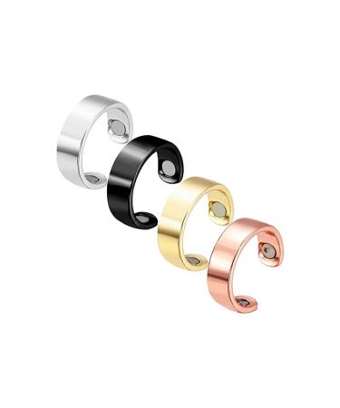4PCs Healthgo Blood pressure control ring magnetic ring lymphatic drainage magnet ring adjustable opening ring blood sugar controller ring weight loss slimming magnet ring for men and women