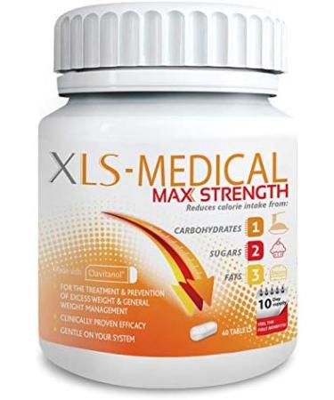 XLS Medical Max Strength Tablets - Reduce Calorie Intake from Carbs, Sugars & Fats - Weight Loss Aid - 40 Tablets - 10 Days Treatment - Buy Online on GoSupps.com