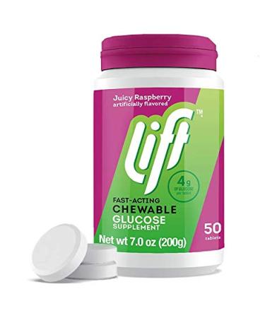 Lift | Fast-Acting Glucose Chewable Energy Tablets | Raspberry | 50 ct Jar (Pack of 1) 50 Count (Pack of 1) Raspberry