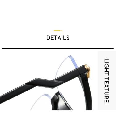 Shop Anti UV Large Cat-Eye Computer Readers - Blue Light Blocking +300 Clear Half Frame Glasses - Buy Online on GoSupps.com