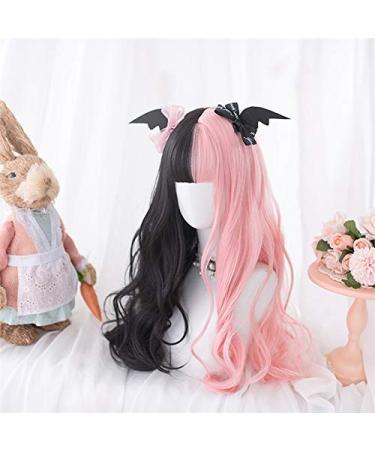 Lolita Wig 60CM Long Wavy Black Pink Ombre - Cute Heat Resistant Synthetic Hair + Wig Cap - Buy Online on GoSupps.com