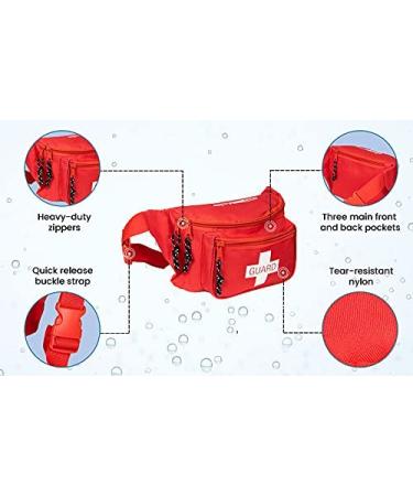 Primacare KB-8004 First Aid Fanny Pack | Empty Emergency Equipment Set | 3-Pocket Lifeguard Waist Travel Bag | Red | 8x2x6 - Buy Online on GoSupps.com