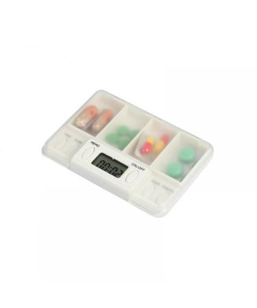 Pillenbox 4 compartment automatic tablet dose with 8 alarms per day intelligent tablet box with timmer and alarm for personal care and daily use white