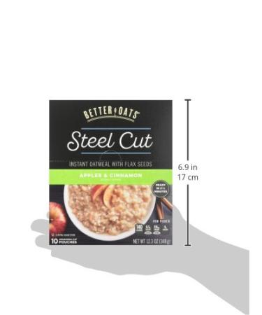 Better Oats Steel Cut Instant Oatmeal with Flax Seeds, Apples & Cinnamon - 6 Pack (12.3 oz) - Buy Online on GoSupps.com