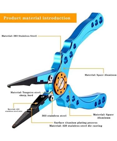 Saltwater Resistant Fishing Pliers Set | Multi-Purpose Tools with Hook Remover | Split Ring Pliers with Sheath and Lanyard | Ice Fishing Gear | for Men | Blue - Buy Online on GoSupps.com