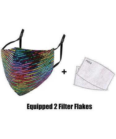 Yimidear Adult Bling Sequins Mouth Protection - Reusable Washable Dust Mask with 2 Active Coal Filters for Running & Cycling - Buy Online on GoSupps.com