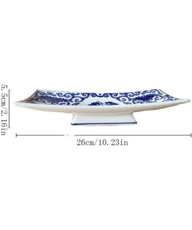 Fruit Bowl Salad Bowl Blue and White Porcelain High-Foot Ceramic Plate Dessert Plate Snack Nut Plate Cake Plate Dish Plate Creative Home Tableware Fruit Bowl for Kitchen Counter Small (A Small) - Buy Online on GoSupps.com