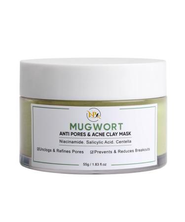 NBR Mugwort Clay Mask for unclogs and refines pores | Acne face mask | Skincare with Niacinamide and Salicylic Acid | Prevents and reduce breakouts through Mugwort Mask 1.83 fl oz