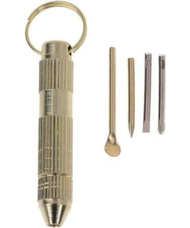 1Pc Gold 4 in1 Mini Portable Golden Opener Screwdrivers Ear Pick Ear Cleaner Keychain Kit Fashion Processed Health and Household Health Care Ear Care Earwax Removal Earwax Removal Products