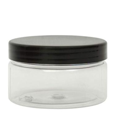 LUCEMILL 10 x 100mL CLEAR PLASTIC PET COSMETIC SQUAT JARS with BLACK SCREW LIDS for Creams/Liquids/Make Up/Travel/Oils by LUCEMILL