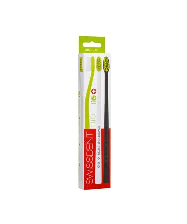 SWISSDENT PROFI BIO toothbrush made of bio-based plastic with medium soft bristles in a patented spoon shape