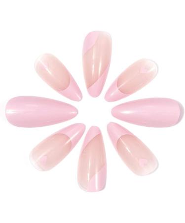French False Nails Pink Heart Press on Nails Ballerina Acrylic Stick on Nails Almond Fake Nails 24pcs for Women and Girls (Color : Pink Size : Hearts) - Buy Online on GoSupps.com