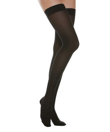 Relaxsan Basic 970 (Black 4/XL) compression stockings for women with silicone band 22-27 mmHg support stockings 280 den XL Black - Buy Online on GoSupps.com