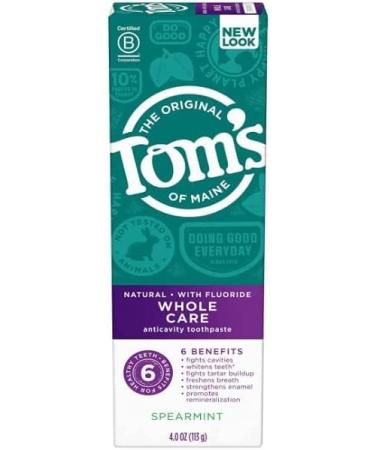 Tom's of Maine Whole Care Fluoride Natural Toothpaste Peppermint - 4 oz (Pack of 6) | International Shipping Available - Buy Online on GoSupps.com
