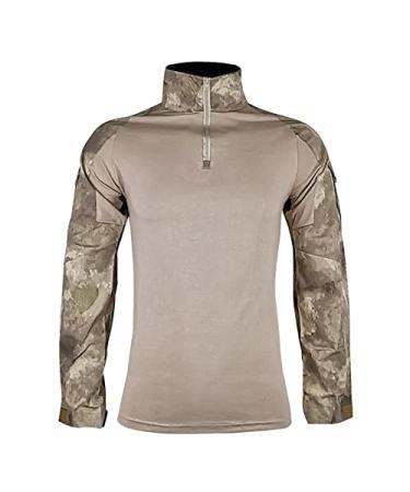 CTRLZS Men's Military Tactical Combat Shirts Camouflaged Long Sleeve Outdoor Army T Shirt Quarter Zip Athletic Cycling Tops Ce5 3X-Large