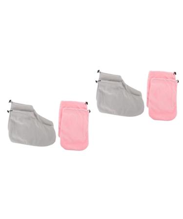 FRCOLOR Paraffin Wax Work Gloves Booties 2 Sets Gloves Spa Fabric Insulation Cover Wax Bath Hand Mitts