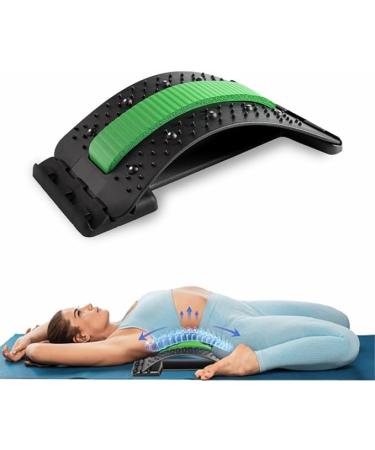 Multi-Level Back Stretcher for Lower & Upper Back Pain Relief | Back Cracker Device for Herniated Disc Scoliosis Spine Decompression Support Lumbar Support (Green)