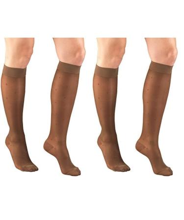 Truform Sheer Compression Stockings 15-20 mmHg Women's Knee High Length Dot Pattern Espresso X-Large (Pack of 2)