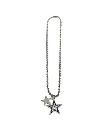 OralGos Star Pendant Necklace Titanium Steel Round Beads Choker Party Jewelry Suitable for Wedding Party Daily Wear Metal