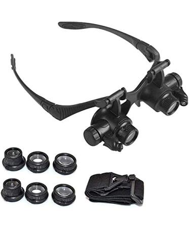 Headband Magnifier Handheld Digital Magnifier Head-Mounted Magnifying Glass Headband LED Light Glasses Magnifier Watchmaker Jewelry Optical Lens Glass Loupe Magnifying Glass 10X 15X 20X 25X Hobbi