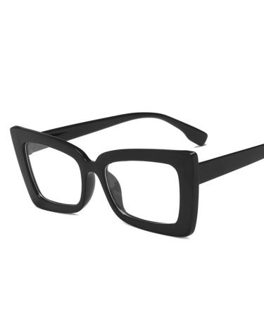 Blue Light Blocking Trendy Reading Glasses Eyeglasses Anti Eye Strain Computer Readers Oversized Flat Light Mirror +0.00 Black