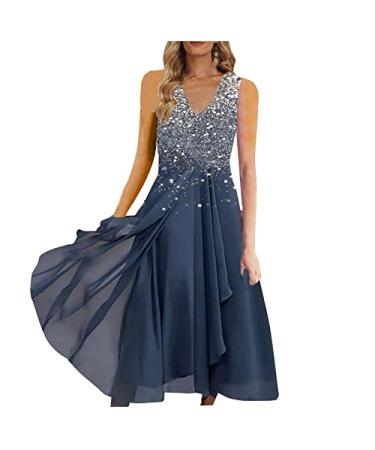 PEGALBIS Womens Summer Formal Dress Floral Short Sleeve Chiffon Bridesmaid Dresses Casual Elegant Flowy Wedding Guest Dresses XX-Large F Silver