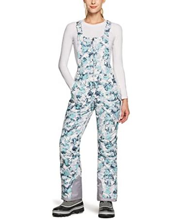 TSLA Women's Winter Snow Bibs, Waterproof Insulated Snowboard Overalls, Ripstop Ski Pants Winter Overall Pastel Garden Medium