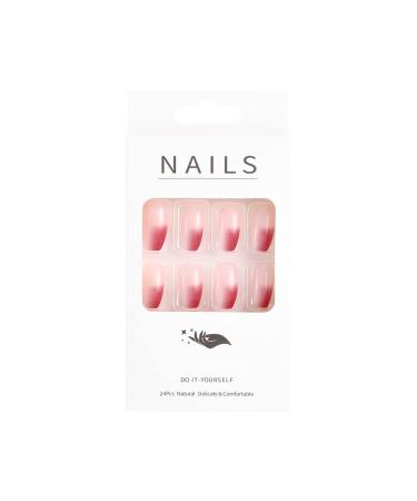 Sethexy Pink Coffin False Fingernails - 24 St Glossy Ballerina Press-On Acrylic Nail Tips for Women & Girls - Buy Online on GoSupps.com