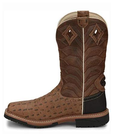 Justin Men's Derrickman Croc Print Western Work Boot Composite Toe Camel 10 Camel