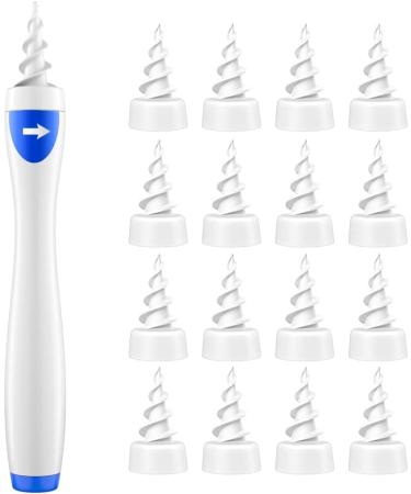 Dr.Johnes Q-Grips Ear Wax Remover Safe Ear Wax Removal Tool Spiral Ear Cleaner with 16 Pcs Soft and Flexible Replacement Tips