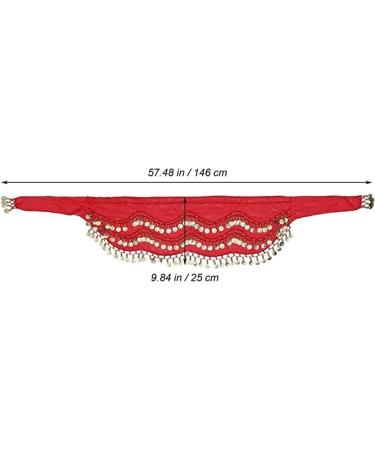 Womens Belly Dance Hip Scarf & Chiffon Towel - Red Coin Belt Costume with Sequins | International Shipping - Buy Online on GoSupps.com