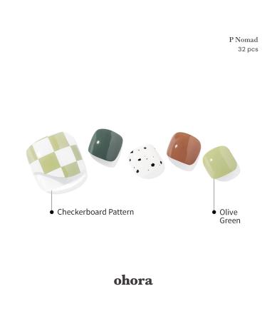 ohora Semi Cured Gel Pedi Strips (P Nomad) - Salon-Quality Long Lasting Pedicure Solution with Easy Application - Includes Prep Pads, Pedi File & Wooden Stick - Checkered Pattern - Buy Online on GoSupps.com