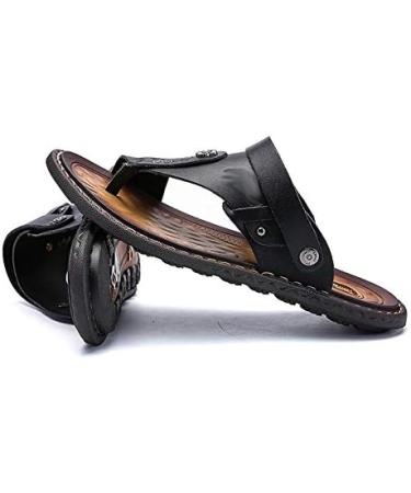 Creev Men's Real Leather Fashion Flip Flops - Trendy Anti-Slip & Classic Massage Beach Slippers (Size 6 Code B 9.5) - International Shipping Available - Buy Online on GoSupps.com