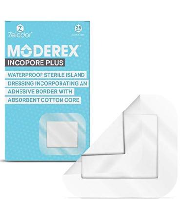 Sterile Self Adhesive Waterproof Island Dressing Latex Free with Transparent Border and 100% Cotton Absorbent pad x 25 (6cm x 7cm x 25)