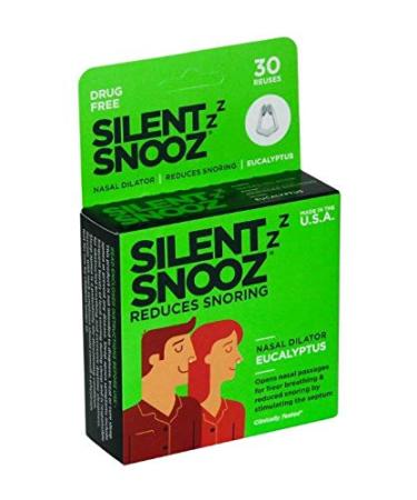 Silent SNOOZ Nasal Dilator Anti-Snore Device - Reusable Eucalyptus Scented Nose Vent Designed to Stop Snoring (30 Uses)