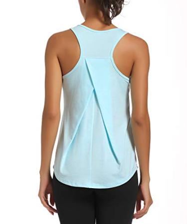 HLXFHB Workout Tank Tops for Women Gym Exercise Athletic Yoga Tops Racerback Sports Shirts Sky Blue Small