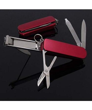 PSGS Multifunctional Nail Clipper Belt Finger File Belt Key Ring Finger Scissors Belt Finger Plier Belt Scissors (Color : RD)