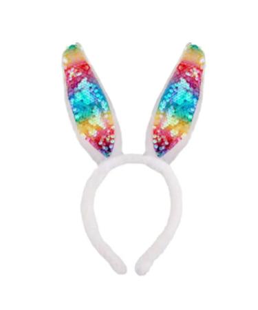 hgnxa Easter Rabbits Ear Hairband Woman Teens Sequins Headbands for Movie Enthusiasts Animes Theme Gatherings Hairband White