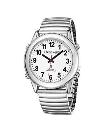 Hearkent Atomic American English Talking Watch Speaks Clear and Loud Time, Date and Alarm time Stretch Band is Best Gift for Senior,Visually impaired, or Blind People