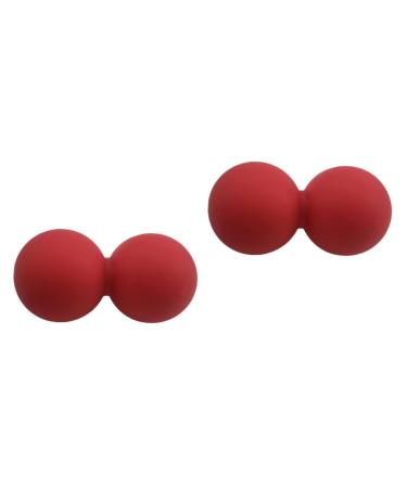 Fomiyes 2st peanut yoga roll silicone roll Self-massage silicone gag Erdnuss-Lacrosse Massage roller Operbon Massage ball People's ball Foot sole Massage ball yoga ball fitness red