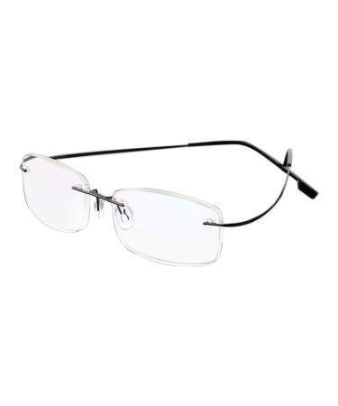 Rimless reading glasses super light titanium reading aid for women and men black +3.0