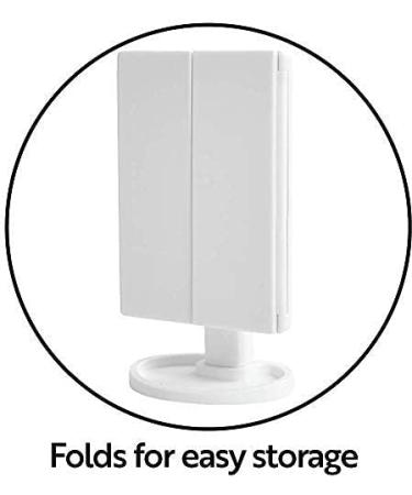 Buy From TV Trifold Makeup Mirror with LED Lights - Portable Vanity Mirror with 10x Magnification - Dimmable Lighted Mirror for Makeup and Grooming - Buy Online on GoSupps.com