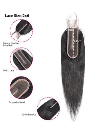 Risbaer 16 inch Brazilian 2x6 Straight Lace Closure Remy Hair - Natural Color - Buy Online on GoSupps.com